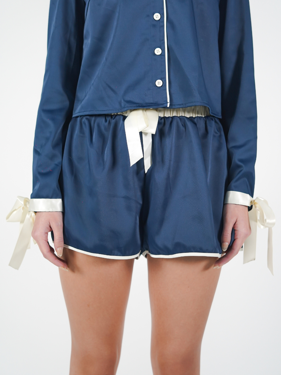 The Solace Set in Blue and Cream Piping