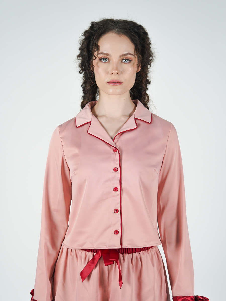 The Solace Set in Pink and Red Piping
