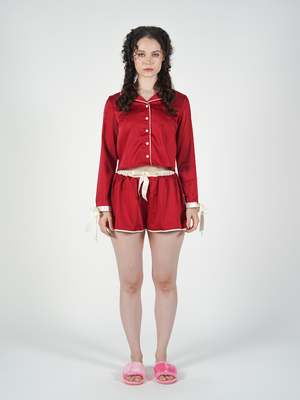 The Solace Set in Red and Pink Piping