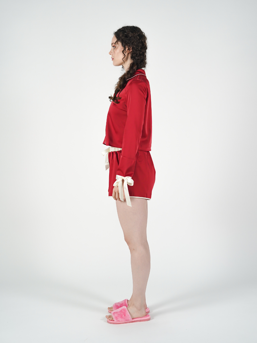 The Solace Set in Red and Pink Piping